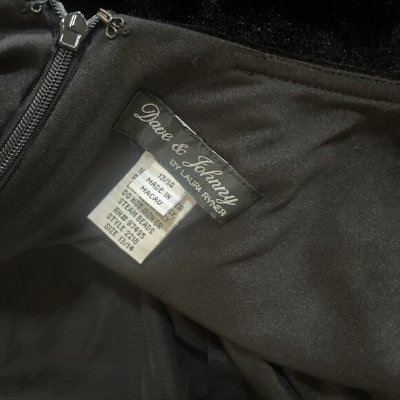 VTG Y2K Dave Johnny Dress Womens 13/14 Black Velvet Beaded Sexy Back Whimsigoth - Picture 9 of 10